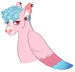 Size: 915x873 | Tagged: safe, artist:s0ftserve, cozy glow, pegasus, pony, alternate design, bust, colored wings, ear fluff, ear piercing, female, folded wing, image, mare, multicolored wings, older, older cozy glow, piercing, png, short mane, solo, wings