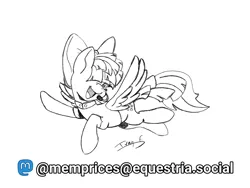 Size: 2880x2160 | Tagged: safe, artist:memprices, derpibooru import, songbird serenade, pegasus, pony, my little pony: the movie, bow, clothes, flying, hair bow, high res, image, looking at you, microphone, monochrome, one eye covered, open mouth, open smile, pencil drawing, png, shirt, simple background, singing, sketch, smiling, social media, solo, spread wings, traditional art, white background, wings