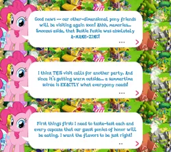 Size: 2048x1815 | Tagged: safe, derpibooru import, official, pinkie pie, earth pony, pony, dialogue, dialogue box, english, event, female, gameloft, image, mare, mobile game, my little pony: magic princess, png, speech bubble, text