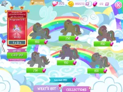 Size: 2048x1536 | Tagged: safe, derpibooru import, idw, official, confetti (g1), moonstone, parasol (g1), skydancer, sunlight (g1), tickle (g1), windy (g1), earth pony, pegasus, pony, unicorn, g1, bow, coin, collection, costs real money, english, female, g4, gameloft, gem, group, horn, idw showified, image, mare, mobile game, my little pony: magic princess, numbers, png, spread wings, tail, tail bow, text, timer, wings