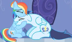 Size: 672x392 | Tagged: safe, artist:cookiebunbun27, derpibooru import, rainbow dash, soarin', pegasus, pony, crying, eyes closed, female, happy, hug, image, male, mare, png, preggo dash, pregnant, shipping, sitting, soarindash, stallion, straight