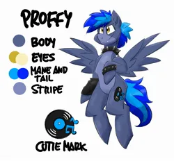 Size: 2500x2319 | Tagged: safe, artist:flutterthrash, derpibooru import, oc, oc:proffy floyd, unofficial characters only, pegasus, pony, bracelet, choker, image, jpeg, quadrupedal, reference sheet, simple background, solo, spiked choker, spiked wristband, white background, wristband