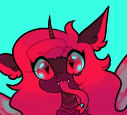 Size: 300x270 | Tagged: safe, artist:minty--fresh, derpibooru import, oc, oc:pepper fresh, forked tongue, heart, heart eyes, image, long tongue, piercing, png, red changeling, solo, tongue out, tongue piercing, wingding eyes