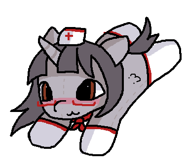 Size: 381x338 | Tagged: safe, artist:anonymare, derpibooru import, oc, oc:miaumare, unofficial characters only, unicorn, image, ms paint, nurse outfit, plushie, png, solo