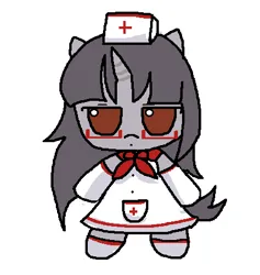 Size: 424x447 | Tagged: safe, artist:anonymare, derpibooru import, oc, oc:miarumare, unofficial characters only, anthro, unicorn, chibi, fumo, image, nurse outfit, plushie, png, solo