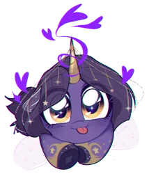 Size: 674x789 | Tagged: safe, artist:inkp0ne, derpibooru import, oc, oc:urania, unofficial characters only, pony, unicorn, :p, heart, horn, horn jewelry, image, jewelry, looking at you, magic, magic aura, mane, png, solo, tail, tongue out