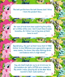 Size: 2048x2418 | Tagged: safe, derpibooru import, official, pinkie pie, earth pony, pony, dialogue, dialogue box, english, event, female, gameloft, image, implied princess cadance, implied shining armor, mare, mobile game, my little pony: magic princess, png, speech bubble, text