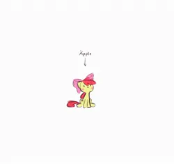 Size: 2048x1928 | Tagged: safe, artist:flutterberrypie, derpibooru import, apple bloom, earth pony, pony, arrow, blushing, female, filly, foal, image, jpeg, simple background, sitting, smiling, solo, text, white background