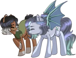 Size: 460x355 | Tagged: safe, artist:sakimiaji, derpibooru import, oc, unofficial characters only, bat pony, earth pony, pony, bat pony oc, bat wings, commission, earth pony oc, image, png, simple background, transparent background, wings, ych result