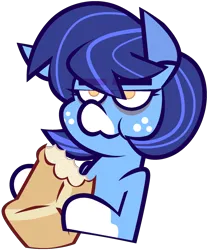 Size: 1836x2200 | Tagged: safe, artist:threetwotwo32232, derpibooru import, oc, oc:blueberry baker, unofficial characters only, earth pony, pony, bread, female, food, image, mare, png, simple background, solo, tired, transparent background