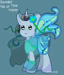 Size: 5500x6500 | Tagged: safe, alternate version, artist:kosmiktym, derpibooru import, oc, oc:bounded-time, unofficial characters only, fairy, pony, blue background, fairy wings, image, png, simple background, solo, wings