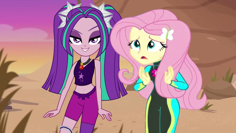 Size: 3000x1688 | Tagged: safe, artist:bigpurplemuppet99, derpibooru import, edit, edited screencap, screencap, aria blaze, fluttershy, human, aww... baby turtles, equestria girls, equestria girls series, ariashy, clothes, female, image, jpeg, lesbian, shipping, swimsuit, wetsuit