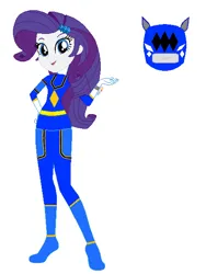 Size: 444x591 | Tagged: safe, color edit, derpibooru import, edit, rarity, equestria girls, blue ranger, boots, clothes, colored, gloves, image, png, power rangers, shoes, simple background, solo, white background