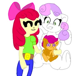 Size: 4096x4096 | Tagged: safe, artist:sweetsterty, derpibooru import, apple bloom, scootaloo, sweetie belle, human, pegasus, unicorn, cute, cutie mark crusaders, female, humanized, image, lesbian, plushie, png, polyamory, scootabelle, scootabloom, shipping, sweetiebloom, sweetiebloomaloo