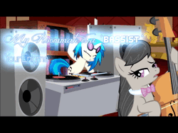 Size: 1440x1080 | Tagged: safe, artist:dragonknighttara, artist:krazythefox, artist:yourenigma, derpibooru import, octavia melody, vinyl scratch, earth pony, pony, unicorn, 2013, absurd file size, animated, artifact, brony music, downloadable, downloadable content, duo, duo female, female, image, link in description, mare, music, nostalgia, old art, remix, smiling, sound only, text, turntable, webm, youtube, youtube link, youtube video