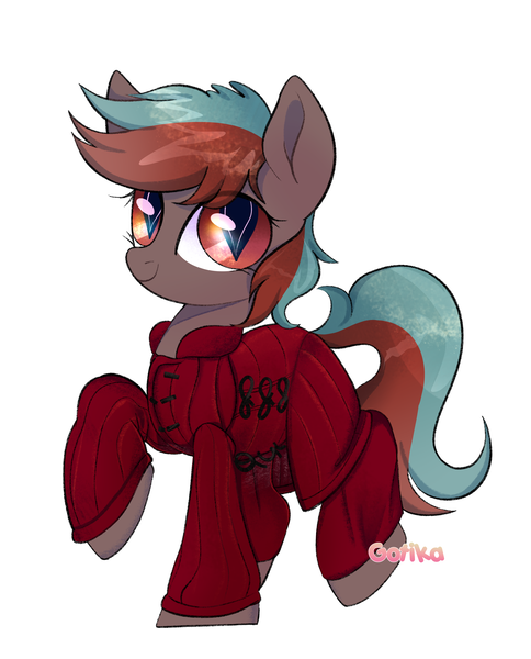 Size: 2583x3200 | Tagged: safe, artist:rottengotika, derpibooru import, oc, oc:spear dancer, unofficial characters only, bat pony, wingless bat pony, armor, gambeson, image, looking at you, png, red eyes, slit pupils, wingless