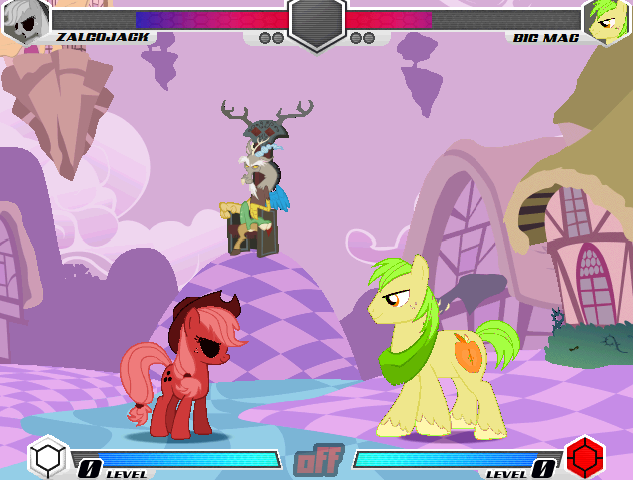 Size: 633x480 | Tagged: safe, derpibooru import, big macintosh, discord, earth pony, fighting is magic, discorded ponyville, image, palette swap, png, recolor, zalgojack