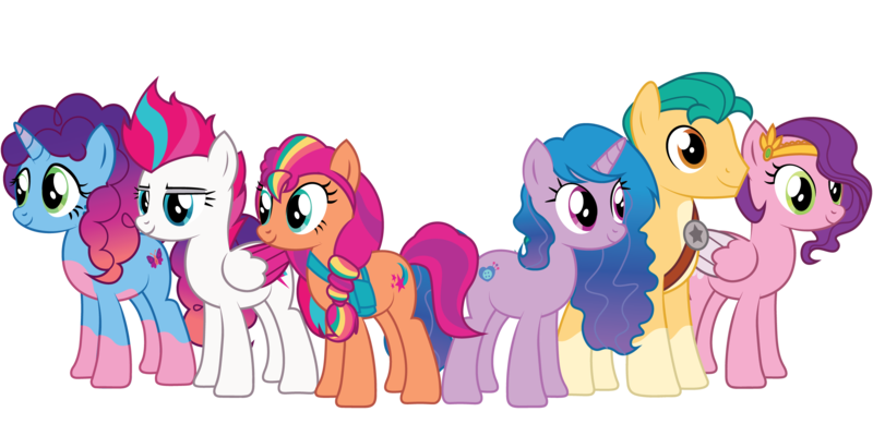 Size: 2400x1200 | Tagged: safe, artist:prixy05, derpibooru import, hitch trailblazer, izzy moonbow, pipp petals, sunny starscout, zipp storm, earth pony, pegasus, pony, unicorn, g5, applejack (g5), fluttershy (g5), g4, g5 to g4, generation leap, image, mane five, mane six (g5), misty brightdawn, pinkie pie (g5), png, rainbow dash (g5), rarity (g5), twilight sparkle (g5)