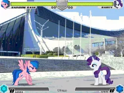 Size: 1080x810 | Tagged: safe, derpibooru import, firefly, rainbow dash, rarity, fighting is magic, g1, 2022, fan game, games, image, jpeg, new, olympic games, recolor, stage, tokyo