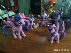 Size: 4000x3000 | Tagged: safe, derpibooru import, spike, sunset shimmer, trixie, twilight sparkle, twilight sparkle (alicorn), alicorn, dragon, earth pony, pegasus, pony, unicorn, figure, g4, image, jpeg, unicorn twilight, winged spike, wings