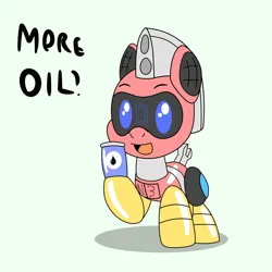 Size: 5000x5000 | Tagged: safe, artist:trackheadtherobopony, derpibooru import, oc, oc:trackhead, pony, robot, robot pony, chibi, image, oil, png, talking to viewer, text