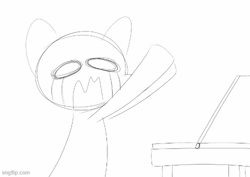 Size: 500x353 | Tagged: safe, artist:canvas_pen, derpibooru import, earth pony, pony, animated, anime, anime style, bald, computer, crying, emote, emoticon, gif, hitting, image, laptop computer, meme, minimalist, modern art, monochrome, no context, screaming, simple background, smack, sobbing, solo, table, typing, watermark, white background