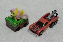 Size: 1080x725 | Tagged: safe, derpibooru import, surprise, friendship is magic, g1, car, driving, g4, hot wheels, image, jpeg, kinder egg, minecart, minecraft, my little pony, tow truck, toy