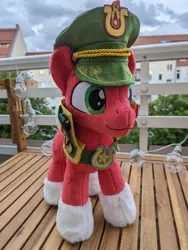 Size: 961x1280 | Tagged: safe, artist:melodis, derpibooru import, sprout cloverleaf, pony, g5, emperor sprout, hat, image, jpeg, male, medal, medals, plushie, removable clothes, stallion