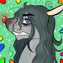 Size: 2500x2500 | Tagged: safe, artist:kocobunny, derpibooru import, oc, oc:slab, unofficial characters only, earth pony, pony, bust, earth pony oc, icon, image, lidded eyes, male, messy mane, png, portrait, red nose, solo, stallion