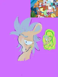 Size: 1535x2048 | Tagged: safe, artist:sugvr_alien, derpibooru import, earth pony, pony, image, png, purple background, rick and morty, rick sanchez, simple background