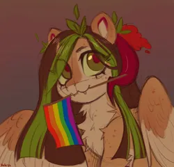 Size: 2463x2364 | Tagged: safe, artist:helemaranth, derpibooru import, oc, oc:helemaranth, unofficial characters only, pegasus, gay pride flag, image, jpeg, pride, pride flag, solo