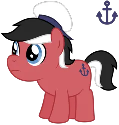 Size: 1540x1620 | Tagged: safe, artist:melisareb, derpibooru import, ponified, earth pony, pony, .svg available, anchor, cutie mark, derpibooru exclusive, hat, image, male, micronation, nation ponies, png, sealand, seaman, simple background, solo, stallion, transparent background, vector