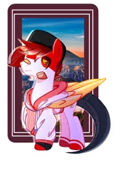 Size: 720x960 | Tagged: safe, artist:diniarvegafinahar, derpibooru import, ponified, hybrid, lizard, lizard pony, original species, pony, bandage, clothes, hat, image, indonesia, jacket, male, nation ponies, png, simple background, solo, songkok, stallion, white background