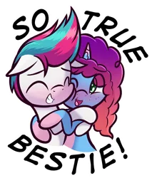 Size: 2300x2700 | Tagged: safe, artist:magician-horse, derpibooru import, zipp storm, pegasus, pony, unicorn, g5, blushing, coat markings, dawnstorm, duo, female, image, lesbian, misty brightdawn, pale belly, png, rebirth misty, shipping, simple background, socks (coat marking), transparent background