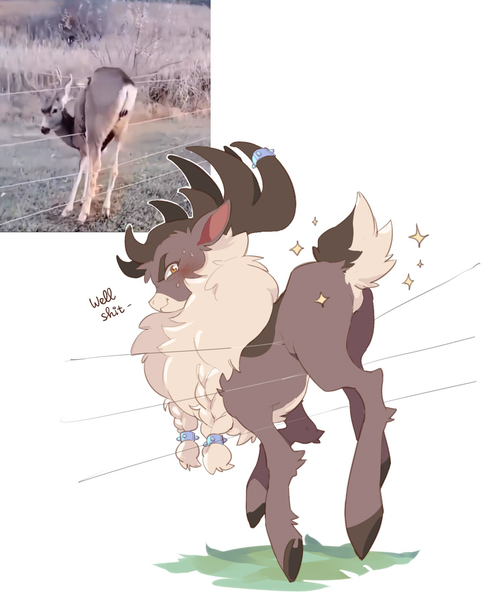 Size: 1464x1788 | Tagged: safe, artist:shokocontane, derpibooru import, deer, reindeer, them's fightin' herds, braid, community related, image, male, png, solo, stronghoof hoofstrong (tfh)