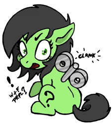 Size: 999x1103 | Tagged: source needed, safe, artist:anonymous, oc, oc:anonfilly, pony, /mlp/, 4chan, female, filly, image, looking at you, looking back, looking back at you, png, shocked, simple background, solo, transparent background, wind-up key