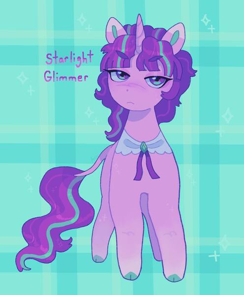 Size: 1440x1743 | Tagged: safe, artist:ariariari.png, derpibooru import, starlight glimmer, pony, unicorn, cloven hooves, image, jpeg, leonine tail, patterned background, s5 starlight, solo, tail