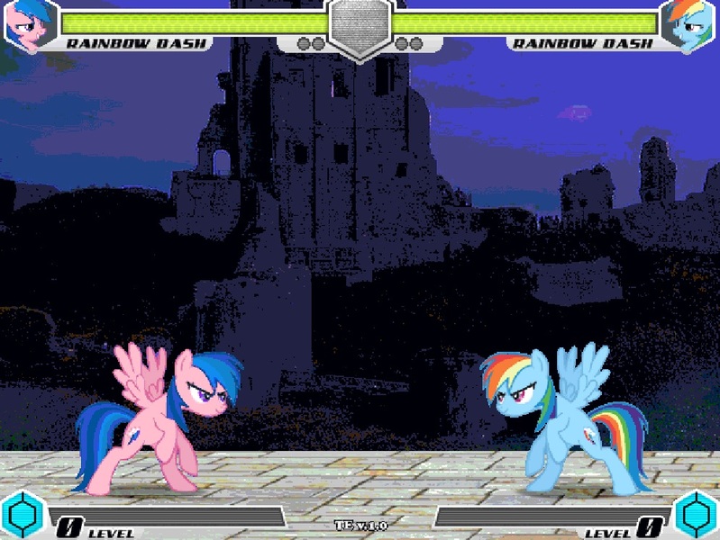 Size: 994x746 | Tagged: safe, artist:tom artista, derpibooru import, firefly, rainbow dash, pegasus, pony, fighting is magic, g1, abandoned, castle, creepy, duo, fan game, image, jpeg, level, new, palette swap, place, recolor, ruins, self paradox, self ponidox, stage