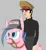 Size: 554x602 | Tagged: safe, anonymous artist, artist:anonymous, oc, ponified, human, pony, admin, black clothes, blue mane, crossgender, cutie mark, determined, determined look, doll (soyjak), female, forklift, forklift certified, gem, hammer and sickle, harness, hat, human riding pony, image, kuz (soyjak), light blue eyes, mare, military hat, old, pink coat, png, simple background, soviet, soyjak, soyjak.party, tack, white background