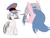 Size: 1055x811 | Tagged: safe, anonymous artist, artist:anonymous, oc, ponified, pony, admin, angry, argument, black mane, black tail, blue mane, crossgender, doll (soyjak), eyeshadow, female, gray coat, hammer and sickle, harness, hat, image, kuz (soyjak), lavender eyeshadow, light blue eyes, makeup, mare, military hat, pink coat, png, simple background, soviet, soviet pony, soyjak, soyjak.party, tack, white background