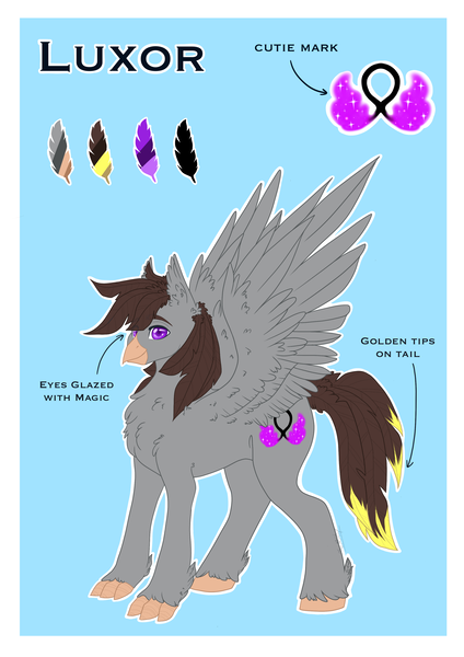 Size: 2480x3508 | Tagged: safe, artist:themstap, derpibooru import, oc, oc:luxor, classical hippogriff, hippogriff, high res, image, male, png, reference sheet, spread wings, unshorn fetlocks, wings