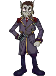 Size: 709x961 | Tagged: safe, derpibooru import, anthro, clothes, concept art, facial scar, image, klaus zimmermann, military uniform, my little hazards area, nazi, png, scar, simple background, solo, sturm führer, transparent background, uniform