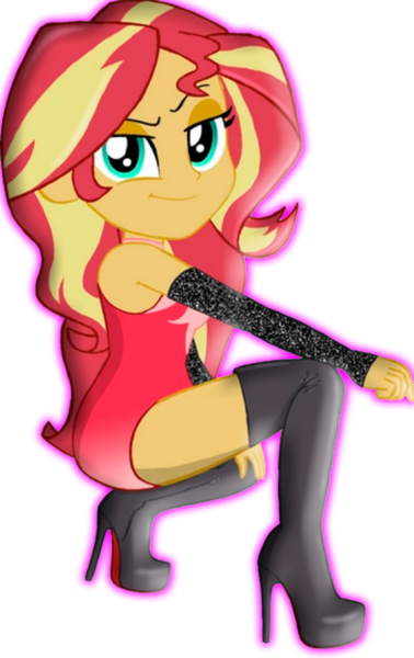 Size: 560x890 | Tagged: suggestive, derpibooru import, edit, edited screencap, screencap, sunset shimmer, equestria girls, clothes, costume, dress, female, high heels, hypnotic, image, png, sexy, shoes, simple background, solo, solo female, sultry pose, sunset, transparent background