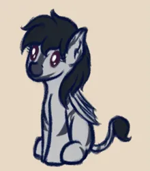 Size: 789x898 | Tagged: safe, artist:ahorseofcourse, derpibooru import, oc, oc:lunar nadir, unofficial characters only, bat pony, original species, pony, zebra, beige background, cute, image, png, simple background, solo