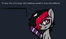 Size: 1300x782 | Tagged: safe, artist:lazerblues, derpibooru import, oc, oc:miss eri, unofficial characters only, earth pony, pony, bad advice, clothes, emo, hair over one eye, image, png, socks, solo