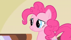 Size: 540x304 | Tagged: safe, artist:danfango, derpibooru import, edit, edited screencap, screencap, pinkie pie, bird, earth pony, pony, season 1, swarm of the century, animated, female, g4, gif, god burns down equestria for insurance money, image, mare, solo, spitting, tongue out, youtube poop