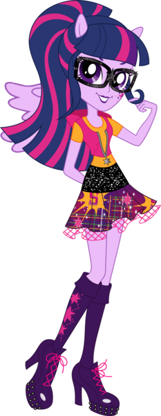 Size: 1024x2635 | Tagged: safe, artist:sugar-loop, derpibooru import, edit, vector edit, sci-twi, twilight sparkle, alicorn, human, equestria girls, friendship games, alicornified, boots, clothes, glasses, high heel boots, high heels, hoodie, image, jewelry, looking at you, necklace, png, ponied up, race swap, school spirit, school uniform, scitwilicorn, shoes, simple background, transparent background, vector