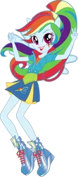 Size: 1024x2312 | Tagged: safe, artist:sugar-loop, derpibooru import, edit, vector edit, rainbow dash, human, equestria girls, friendship games, clothes, image, looking at you, open mouth, png, ponied up, ponytail, school spirit, school uniform, shoes, simple background, sneakers, transparent background, vector