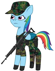 Size: 1390x1800 | Tagged: safe, artist:edy_january, artist:prixy05, derpibooru import, edit, vector edit, rainbow dash, pegasus, pony, g5, my little pony: tell your tale, armor, assault rifle, beretta, beretta m9, body armor, boots, camouflage, clothes, fn fnc, fnc, gloves, gun, handgun, hat, image, m9, military, military pony, military uniform, pistol, png, rifle, scout, shoes, simple background, soldier, soldier pony, solo, special forces, task forces 141, transparent background, uniform, united states, vector, vest, weapon