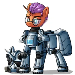 Size: 2700x2700 | Tagged: safe, alternate version, artist:uteuk, derpibooru import, oc, unofficial characters only, pony, armor, glasses, image, png, power armor
